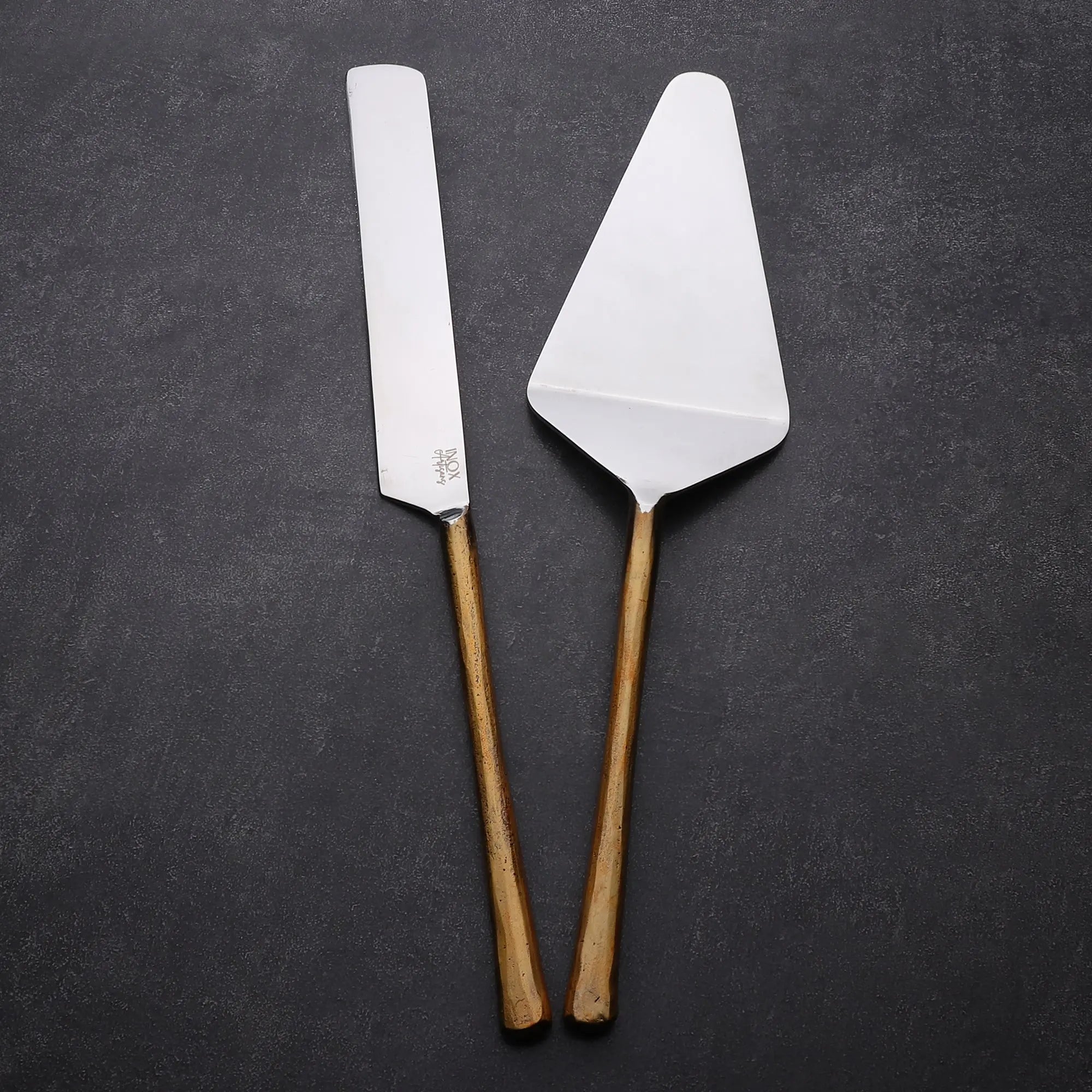 Tortenheber-Set mit Messer und Holzgriffen