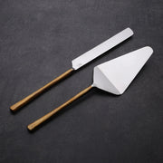 Tortenheber-Set mit Messer und Holzgriffen