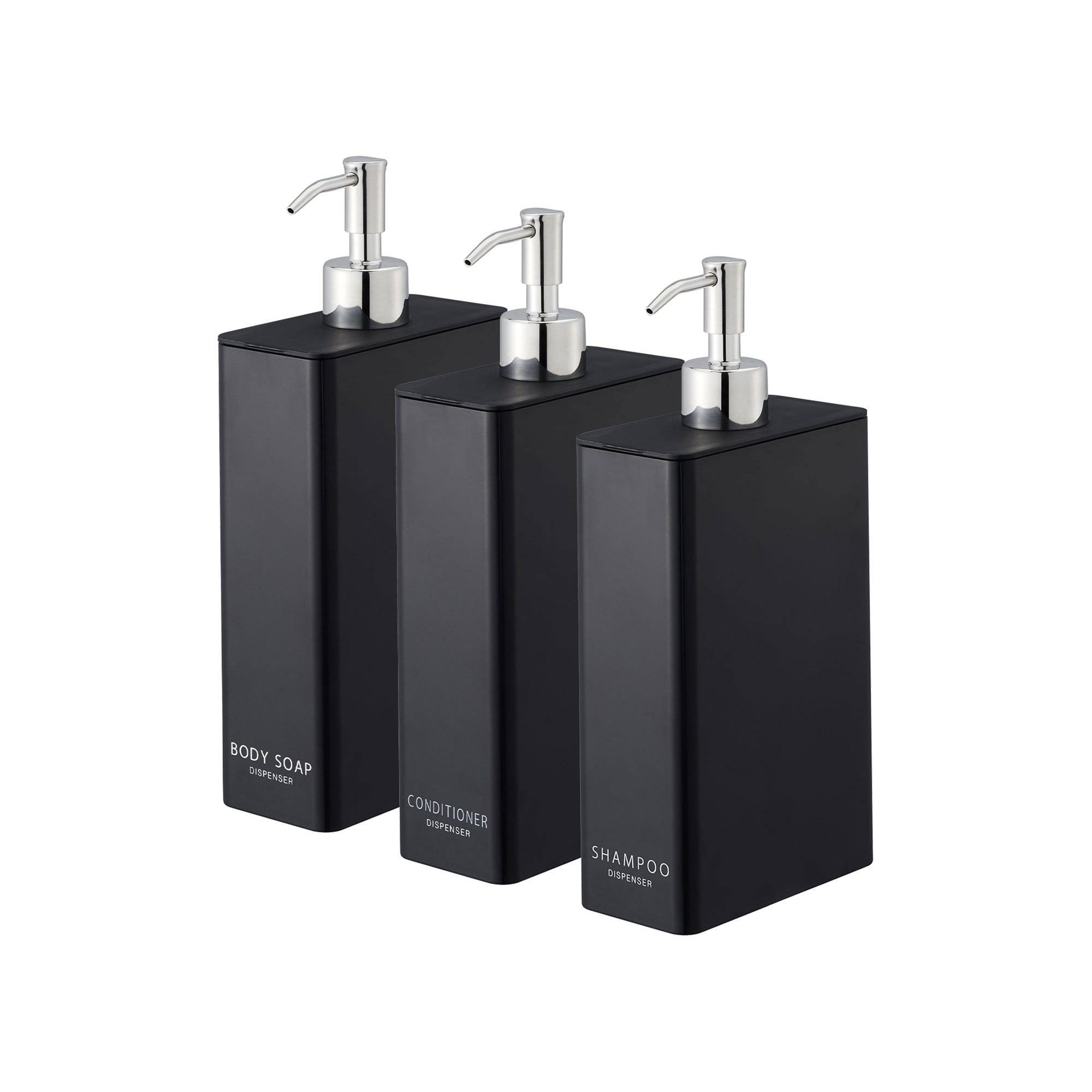 Spender Set aus Kunststoff mit Metallpumpe