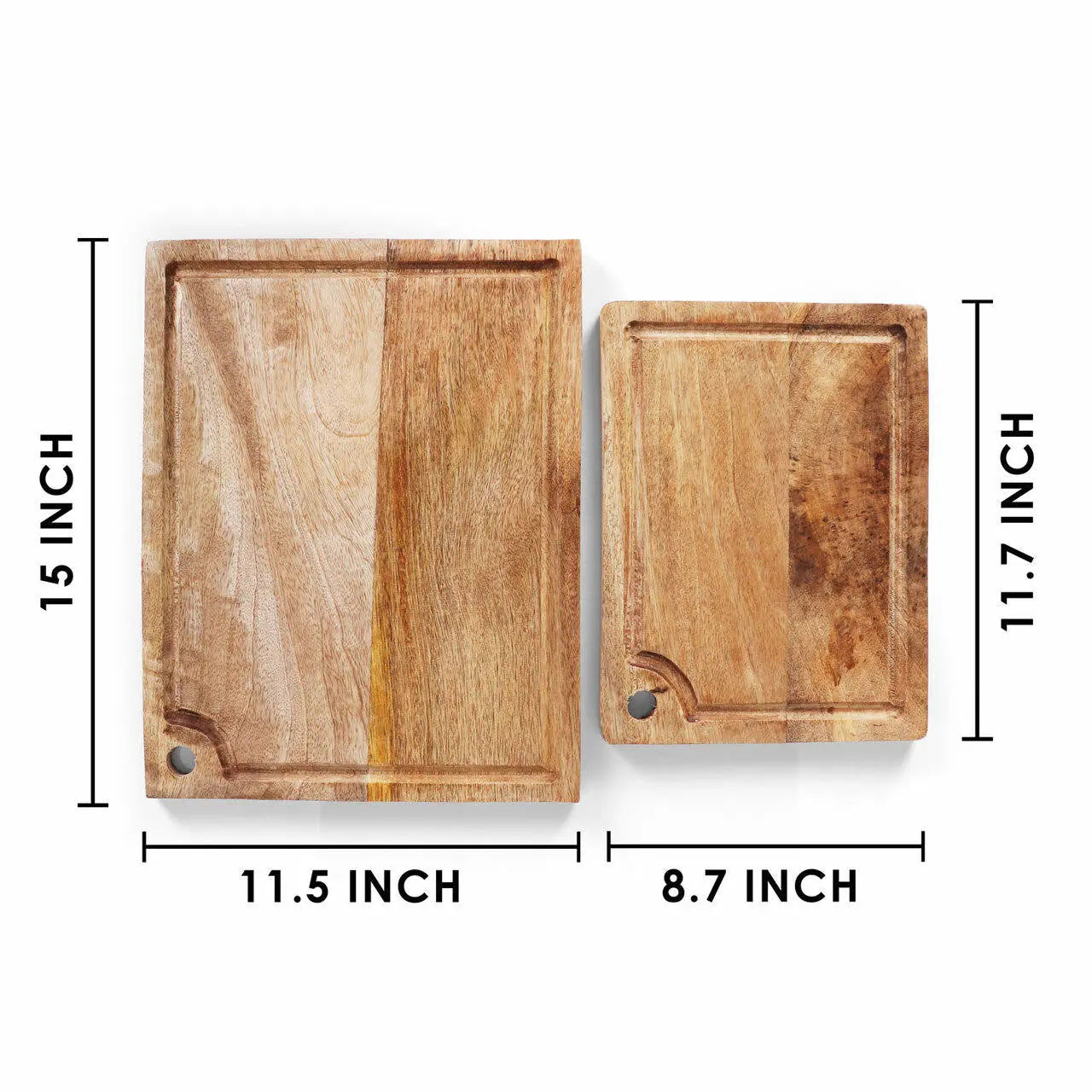 Schneidebrett-Set aus Holz mit Saftrille